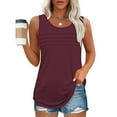 thumbnail image 2 of XIAfhje Ladies Tops Summer Vest Tops Pleated Sleeveless Tank Solid Color Vest Plain Basic Tank Top Crewneck Shirts Casual Loose Fit Blouse Tunic T Shirts Blouse, 2 of 9