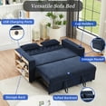 thumbnail image 4 of 61.4" 3 in 1 Sleeper Sofa Bed with Adjustable Backrest & Cup Holders, Pull-Out Bed Couch with Side Pockets & USB Charging Ports, Loveseat Sleeper Sofa with Storage Cabinet & 2 Lumbar Pillows, Blue, 4 of 9