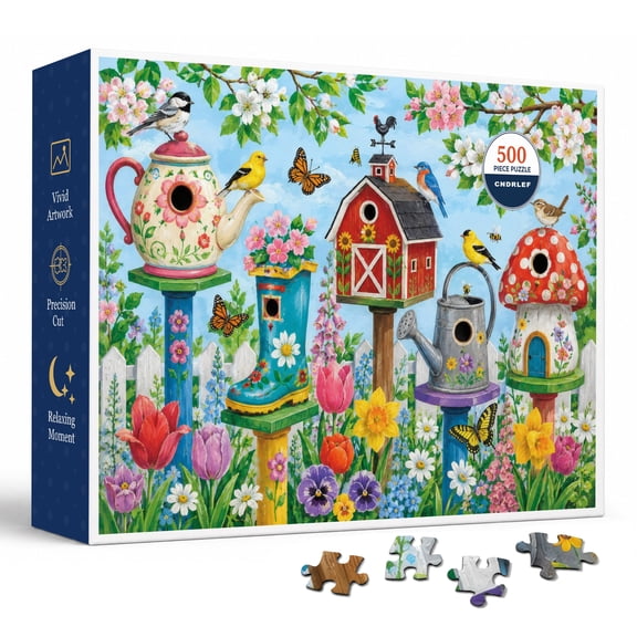 CNDRLEF Garden Birdhouses 500 Pieces Jigsaw Puzzle for Adults, 20.5 x 15 in