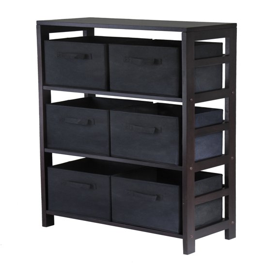 Contemporary Home Living 7-Piece Storage Cabinet with Foldable Baskets - 42" - Brown