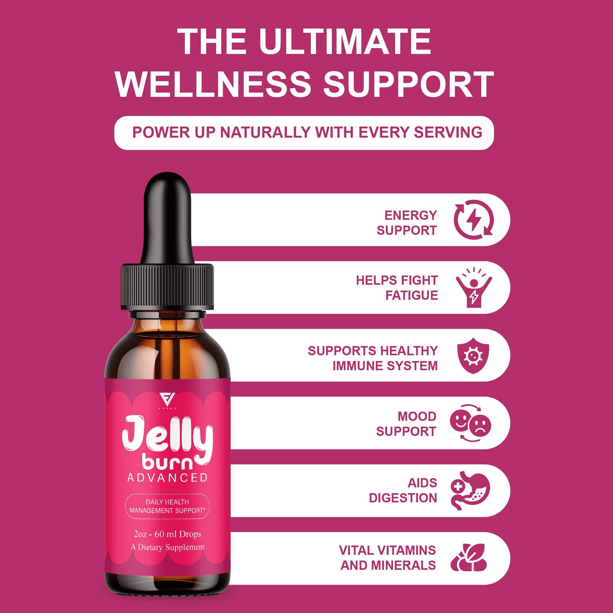 (5 Pack) Jelly Burn Health Management Drops, JellyBurn Liquid Supplement (10oz)