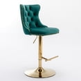 thumbnail image 6 of Counter Height Bar Stools from 25-33 Inch, Swivel Barstools with High Back, Button Tufted and Nailheads Trim, Velvet Upholstered Bar Chairs for Dining Room (Green with Gold Base,Set of 6), 6 of 10