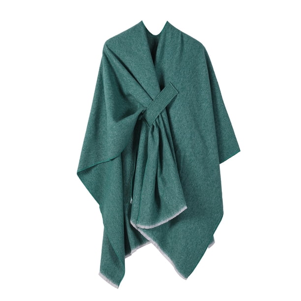 Chal de mujer de punto liso con abertura en la barra, ideal para combinar con un chal de invierno de poliéster.
