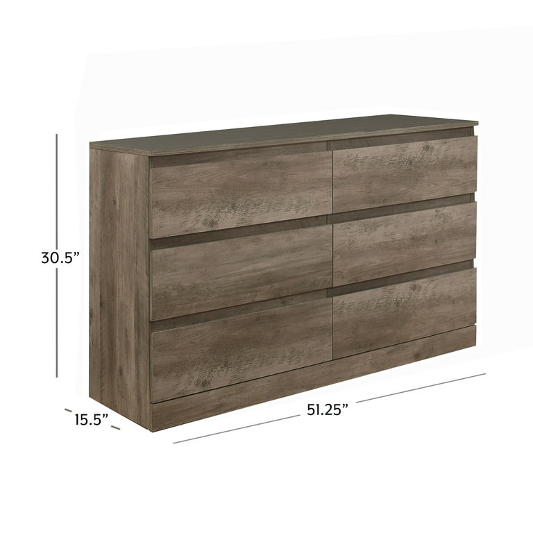 Brindle 6 Drawer Dresser, Gray Oak, by Hillsdale Living Essentials