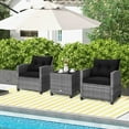 thumbnail image 5 of Costway Patio 3-Piece Rattan Bistro Set with Cushioned Sofas, Side Table, and Armrests, Black, 5 of 10