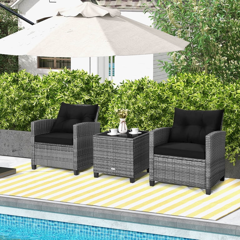 Costway 3-Piece Rattan Patio Set with Cushions photo 5