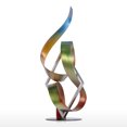 thumbnail image 3 of "Escultura abstracta moderna en metal con marco plateado y cinta colorida - Decoración elegante para interiores y exteriores", 3 of 6