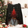thumbnail image 4 of yardsong Holiday Long Sleeve Sweater for Women - Imitation Knitted Shirts Boat Neck Xmas Tree Graphic Christmas Pullover Tops Black,S, 4 of 5