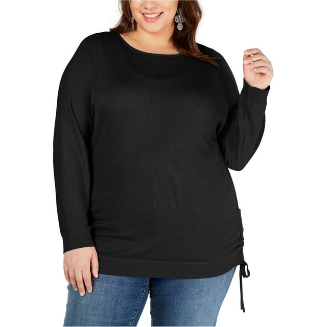 I.N.C Chandail à Cordon pour Femmes, Noir, Grande Taille, 3X
