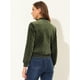 thumbnail image 4 of Chaqueta bomber Allegra K acolchada con diamantes y superficie de terciopelo con cremallera para mujer con bolsillos Verde L, 4 of 5