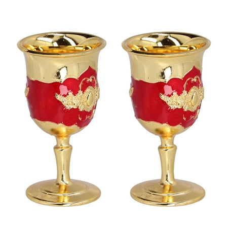 

Wine Glass Vintage Goblet Exquisite Workmanship Painted Flower Pattern Retro Design Meticulous Polishing For Bar Drinkware For Gift Gold Red