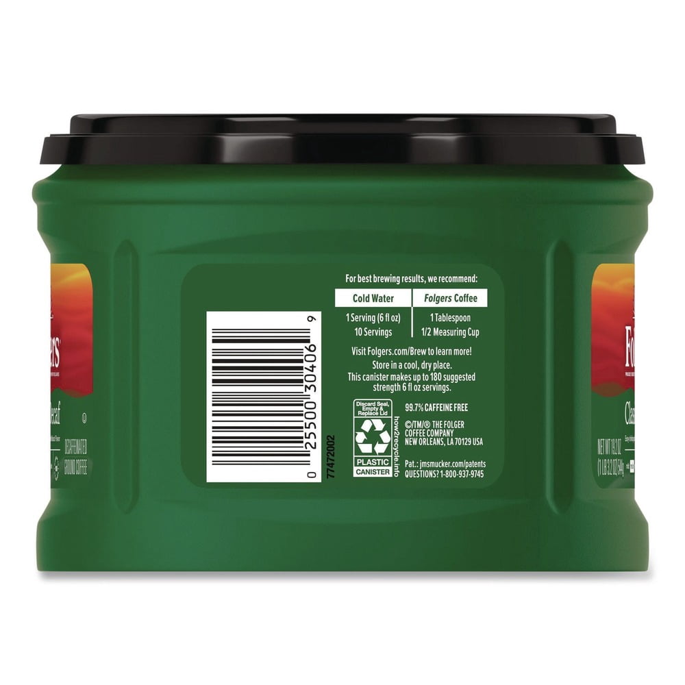 Folgers 2550030406 22-3/5 oz. Can Classic Roast Decaffeinated Ground Coffee (6/Carton)