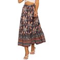 thumbnail image 1 of Faldas florales INSPIRE CHIC para mujer, falda maxi fluida de playa casual con cintura alta elástica, talla XL, azul oscuro, 1 of 5