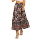 thumbnail image 1 of Faldas florales INSPIRE CHIC para mujer, falda maxi fluida de playa casual con cintura alta elástica, talla XL, azul oscuro, 1 of 5