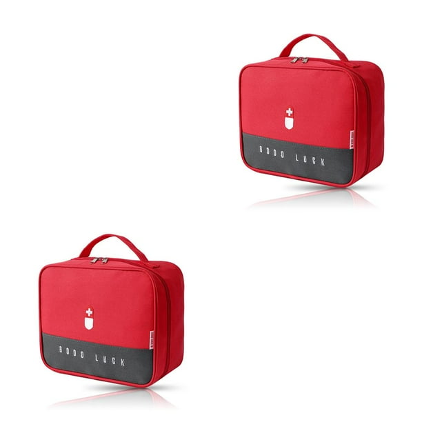 Matsuzay Bolsa de almacenamiento de primeros auxilios, división portátil para ahorrar espacio, gran capacidad, artículos diversos, paquete de Rojo 2piezas