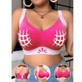 thumbnail image 6 of AHTJRT Women's Push Up Bras Plus Size Stretchy V Neck Daily Bralettes Adjusatble Wide Shoulder Straps Full Coverage T-Shirt Bras Hot Pink XXXXXL, 6 of 6