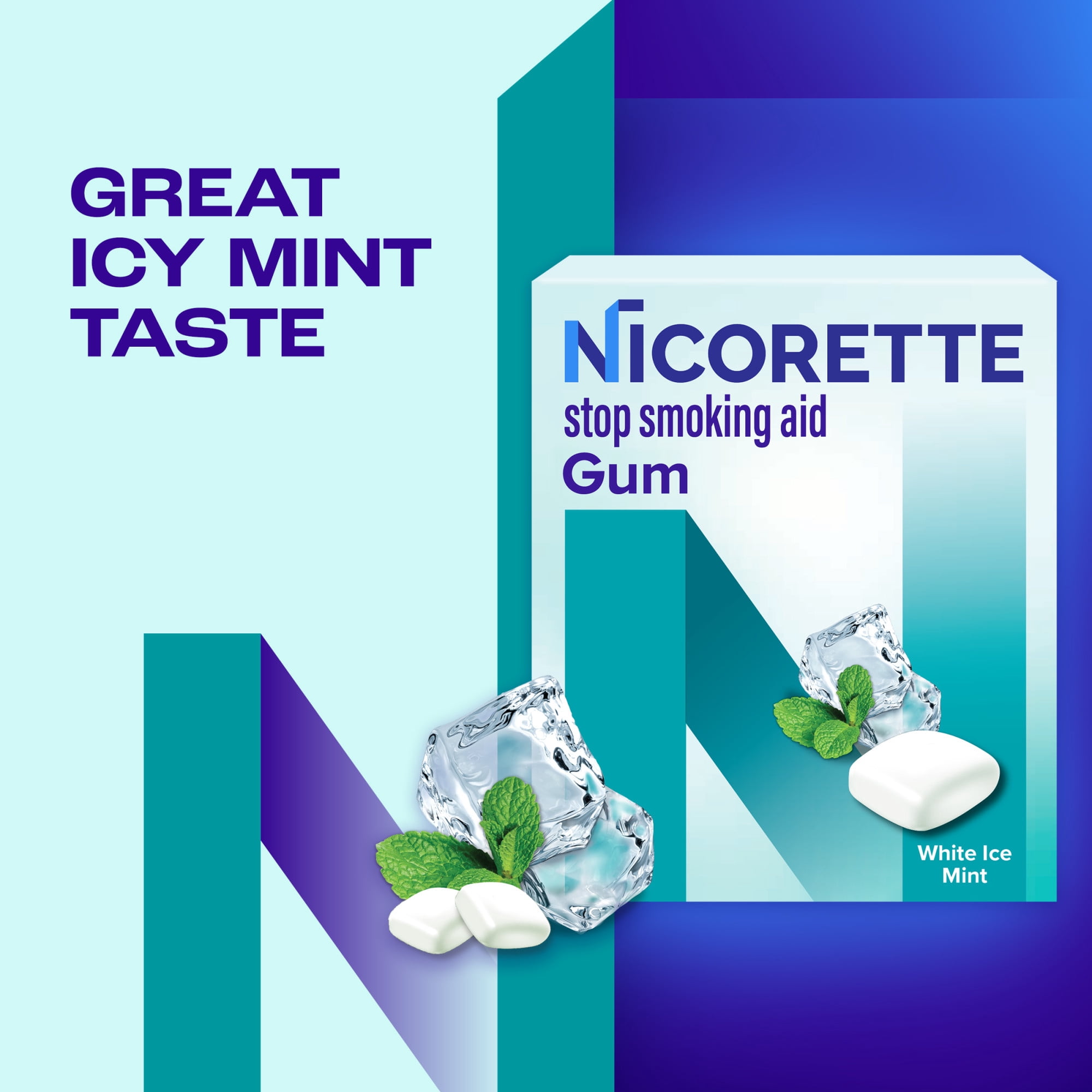 Nicorette Nicotine Gum, Stop Smoking Aids, 2 Mg, White Ice Mint, 160 Count  HSA/FSA Eligible