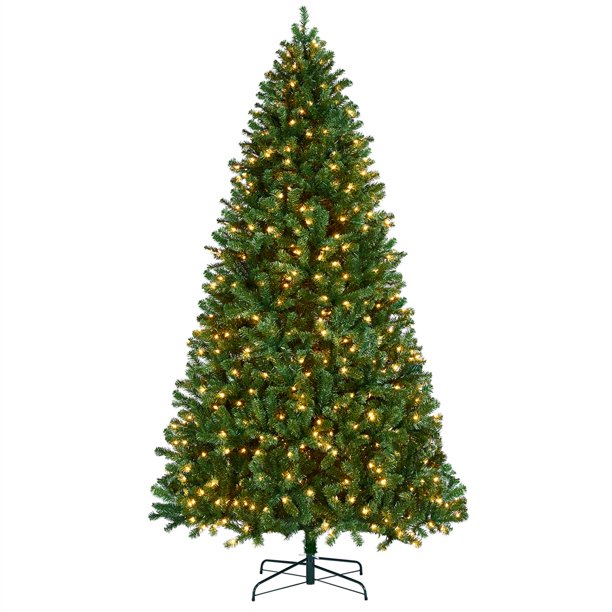 Yaheetech Clear 850 Led Lights Green Prelit Spruce Artificial Pine Christmas Tree With Foldable Stand Including 2160 Branch Tips 9 Walmart Com
