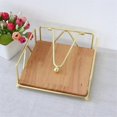 thumbnail image 4 of Solid Wood Tissue Holder Home Napkin Container Gold Metal Napkin Tissue Case for Hotel Restaurant Decoration,B, 4 of 5