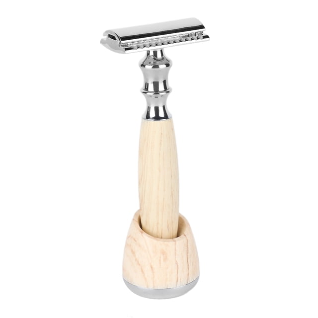 Afeitadora vintage con mango de madera, afeitadora Manual para Barba, afeitadora segura de doble filo para hombres