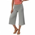 thumbnail image 5 of Nestiefly Women's Casual Wide Leg Cropped Pants Low Rise Fold Over Stretch Gaucho Pants for Summer Beach Holiday Streetwear Gray L, 5 of 7