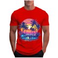 thumbnail image 5 of VBTAPA Mens Short Sleeve Crewneck T-shirts Hawaiian Palm Tree Graphic Tees Casual Aloha Tee Shirts Tropical Summer Vacation Tops Red L, 5 of 6