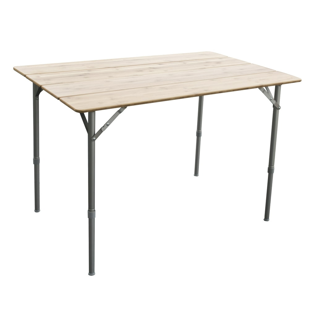 AmeriHome 39.35 x 25.5 Inch Adjustable Height Folding Bamboo Table With