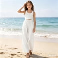 thumbnail image 2 of Posijego Teens Girls Wide Leg Pants Drawstring High Waisted Cotton Linen Pants Summer Beach Vacation Palazzo Pants with Pockets, 2 of 9