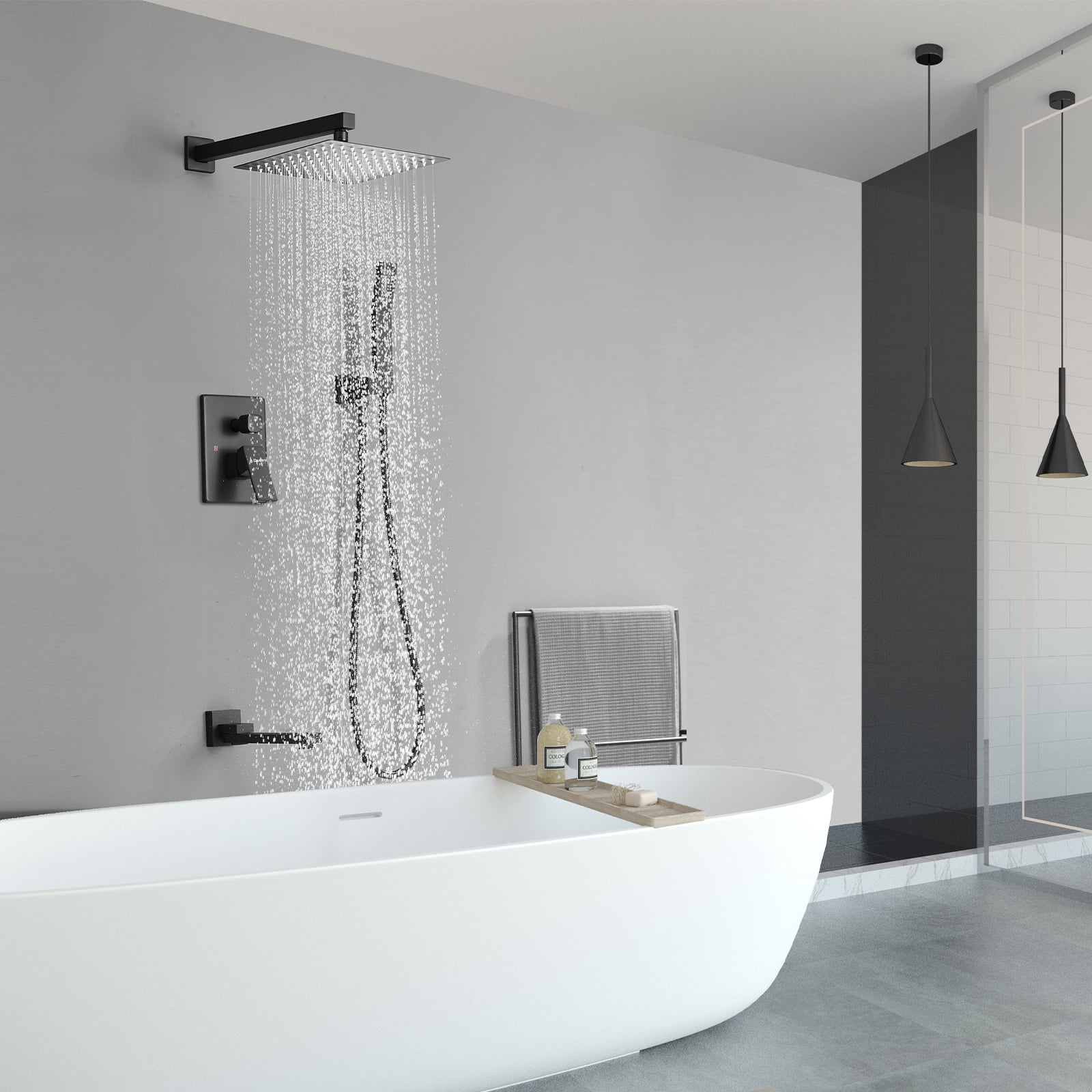 Tub Shower Faucets Sets Complete Brushed Gold Bathtub Shower System with Tub Spout, Bathtub Faucet Set Tub and Shower Faucet Combo Trim Kit with Rough-in Valve