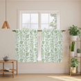 thumbnail image 3 of Green Flowers Tier Curtains, Pastoral Farmhouse Botanical Floral Light Filtering Kitchen Curtains, 2Pcs Rod Pocket Half Window Treatments Panels for Sink Cafe Cabinet Basement 27.5x45 Inches, 3 of 9