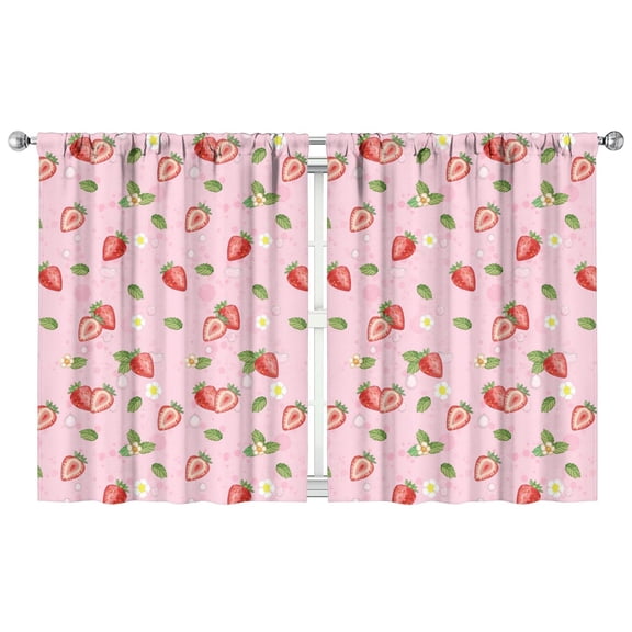 Nursery Curtains Boys Girls Kids Strawberry Print Pattern Window Drapes for Living Bedroom Playroom Room Decor Rod Pocket 42x54 Inch 2 Panels