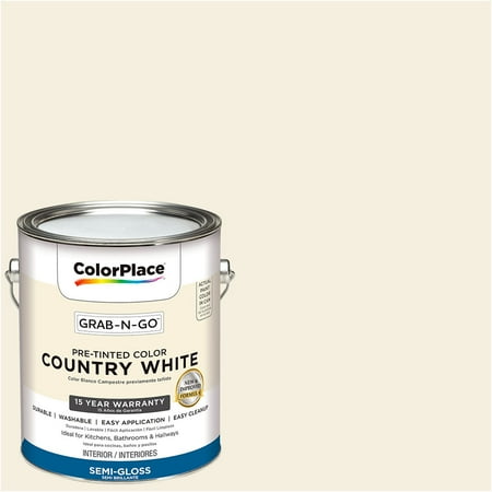 Colorplace Grab N Go Interior Paint Country White Semi Gloss Colorplace Grab N Go Interior Paint Country White Semi Gloss Finish 1 Gallon