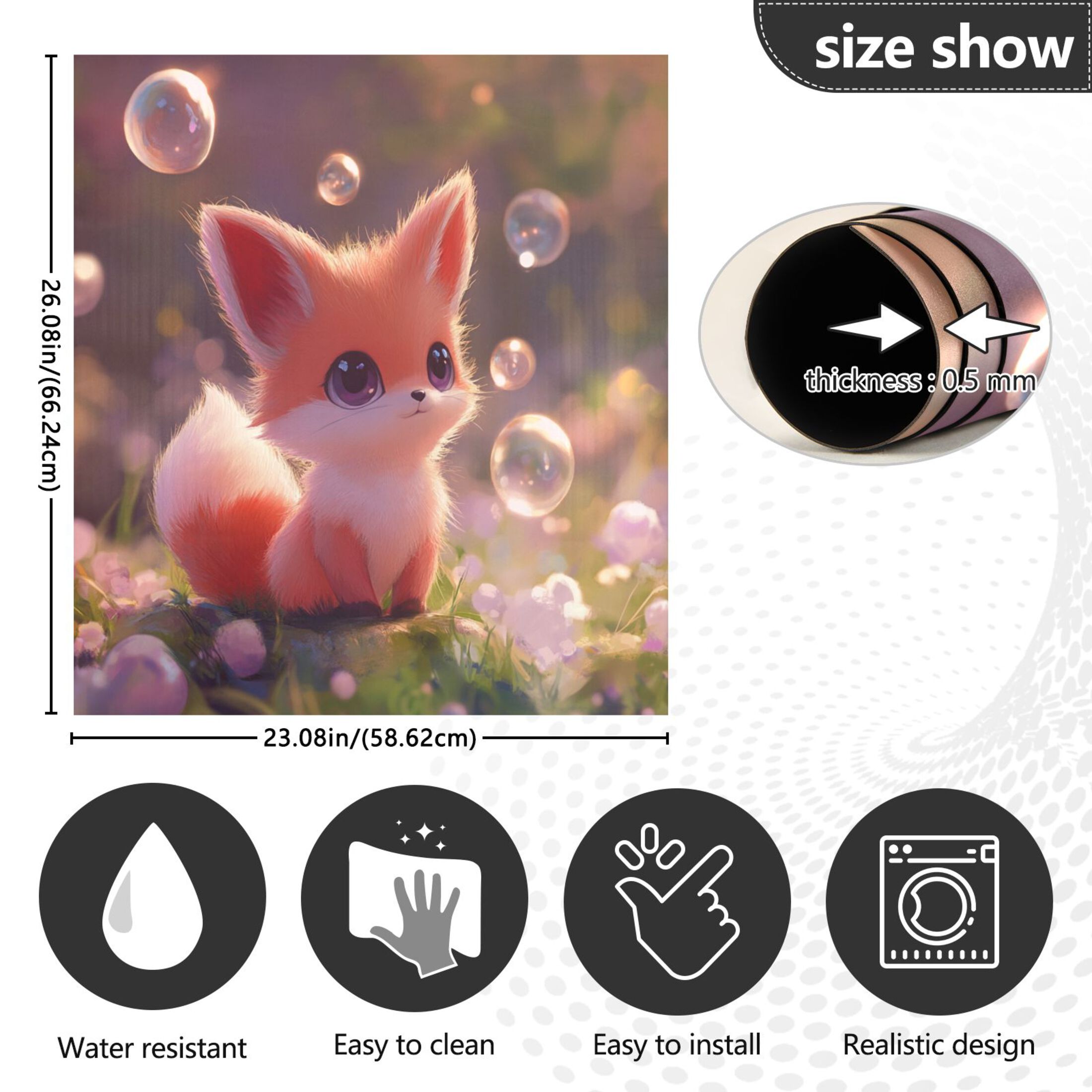 Dishwasher Magnetic Sticker 23x26 Inch Refrigerator Magnetic Sticker Washing Machine Magnetic Sticker Kitchen Panel Magnetic Sticker Home Decor Adorable Orange Fox