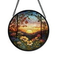 thumbnail image 2 of Sunset Floral Stained Glass Suncatcher – Round Hanging Window Decor, Nature Art Sun Catcher, Handcrafted Boho Home Decoration, Gift for Her, 2 of 8