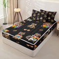 thumbnail image 2 of Manfei Kawaii Rainbow Pattern Zipper Full Size Comforter Sets with Fitted Sheet and 2 Pillowcases,Cartoon Animal Zipper Bedding Set,Black,Polkadot Reversible,4pcs, 2 of 8
