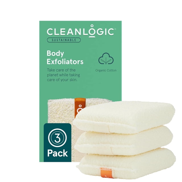 Depurador corporal exfoliante de algodón orgánico Cleanlogic, paquete de 3