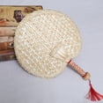 thumbnail image 2 of Handheld Fan Creative Shape Solid Construction Wheat Straw Indoor Portable Summer Non-Folding Hand Fan for Home, 2 of 7