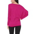 thumbnail image 3 of Women's Solid Long Sleeve Jersey Dolman Style Boat Neck Casual Tee Top S-3XL, 3 of 3
