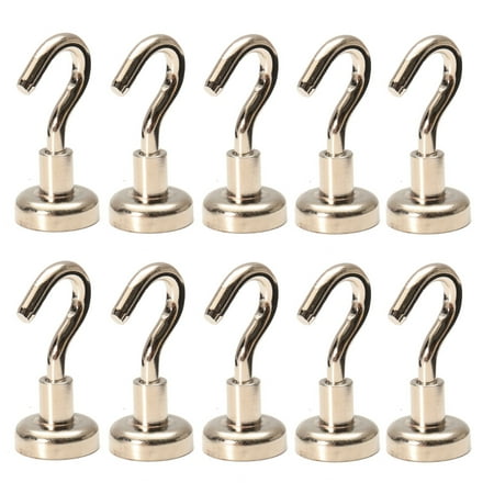 

Warmthandfish 10-Pack Magnetic Hooks D16 16Mm Ferrite Clamping Screw Wall Hook Powerful N52 Neodymium Hold 5.5Kg Hanger Strong Magnet Or Home Kitchen Bedroom Office
