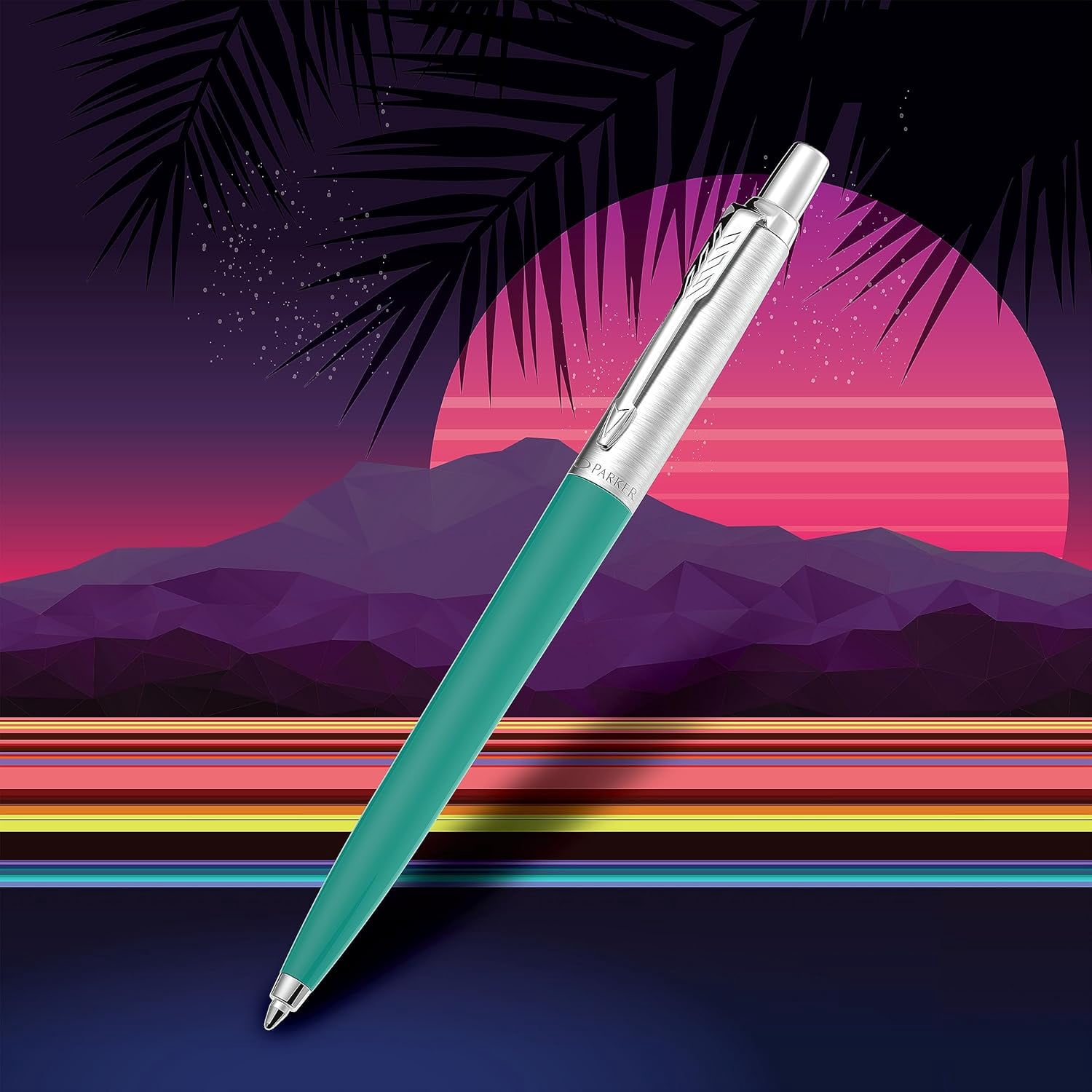 PARKER Jotter Originals Ballpoint Pens | Retrowave Collection | Caribbean Blue & Apple Green | Blue Ink | Medium Point | 2 Count