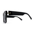 thumbnail image 3 of Oversize Thick Plastic Horn Rim Flat Top Sunglasses All Black, 3 of 4
