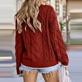 thumbnail image 5 of WTOBBY Women's Loose Winter Knitted Fashion Casual Pullover Sweater, Cozy Long Sleeve Top for Fall and Winter, Comfortable and Stylish Everyday Outfit,Red XL, 5 of 6