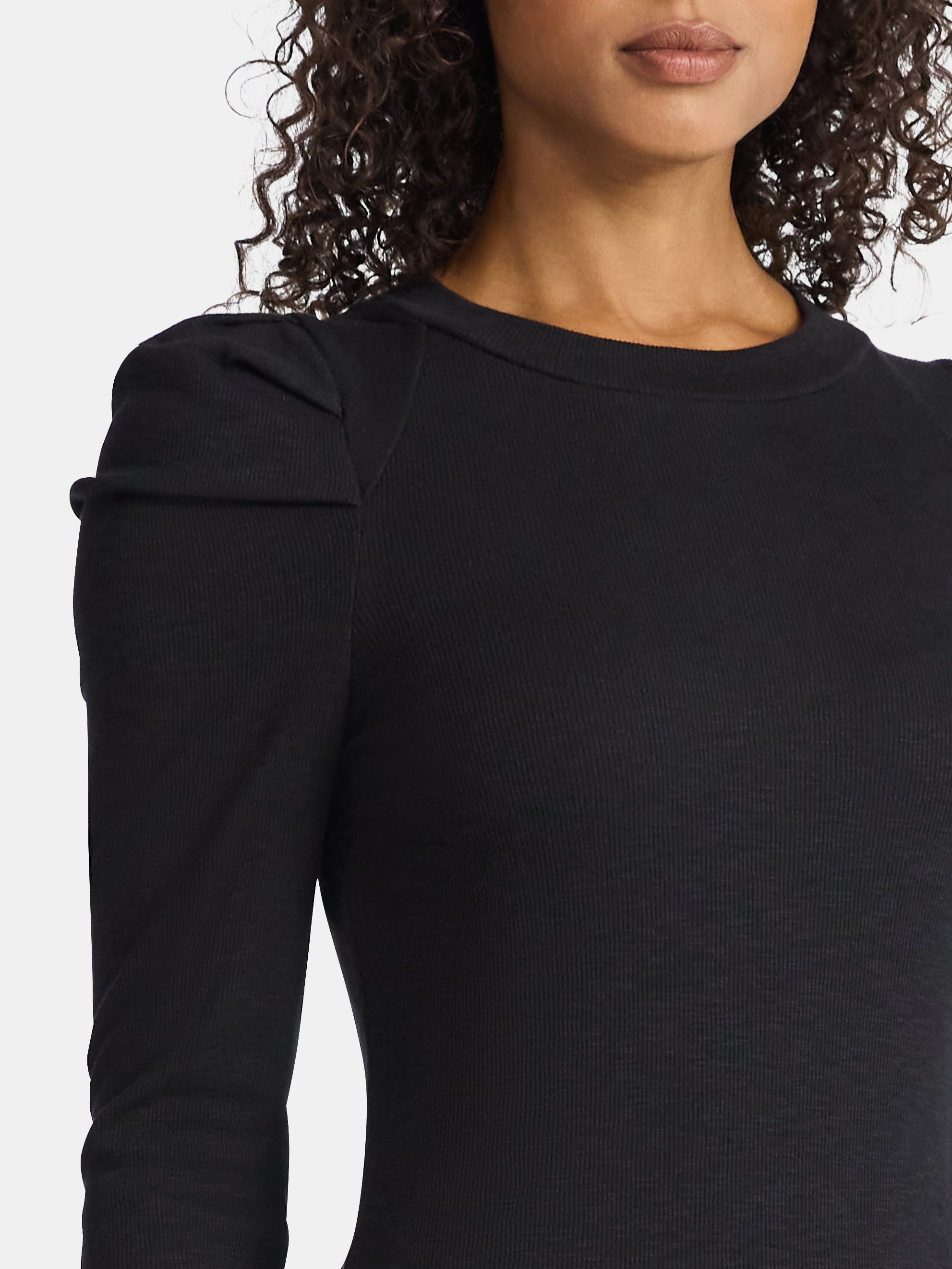 Time and Tru Women's Top with Long Puff Sleeves, Size XS-XXXL