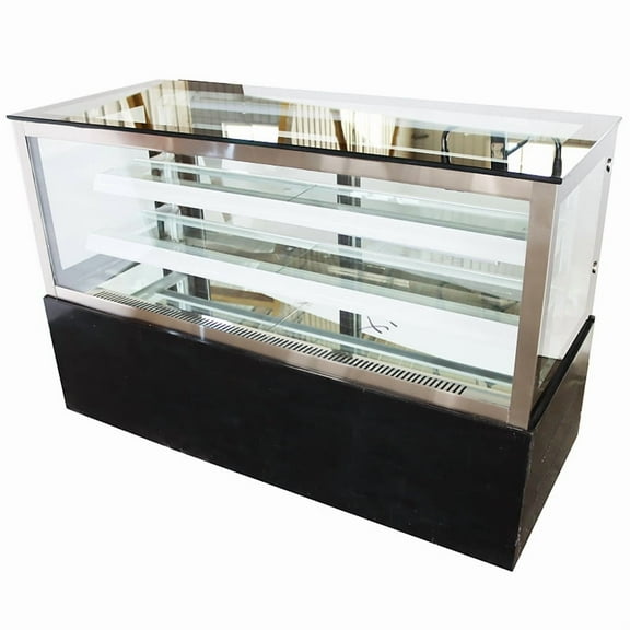 EQCOTWEA 47" Commercial Countertop Refrigerated Cake Showcase Desktop Right Angle Rear Door Cooler Cake Display Cabinet 220V