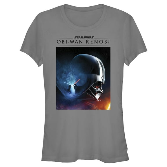 Junior's Star Wars: Obi-Wan Kenobi Darth Vader vs Kenobi Galactic Battle Poster Graphic Tee Charcoal X Large