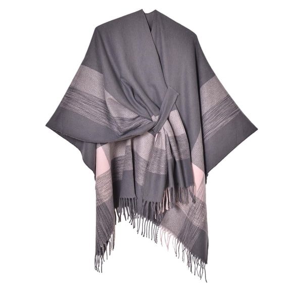 Fgnfyis Women Warm Shawl Wraps for Women Cape Winter Cardigan Sweaters Open Front Poncho Grey