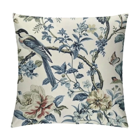 PRATYUS Chinoiserie Throw Pillow Covers Blue and White Home Decor, Floral Pillowcase Cushion Cover for Bed Sofa Couch 12x12in