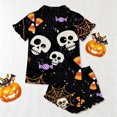 thumbnail image 6 of MEZZALL Girls Halloween Pajama Sets Sleepwear Two Piece Cozy Short Sleeve Lapel Button Shirts Blouse Tops With Shorts For Toddler Kids Nightwear, 6 of 6