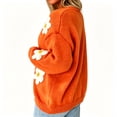 thumbnail image 3 of Womens Open Front Knit Cardigan 3D Daisy Floral Applique Long Sleeve Loose Fit Solid Color Casual Knitted Sweater Coat Orange 2XL, 3 of 4
