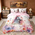 thumbnail image 3 of Erosebridal Cute Horse Bedding Comforter Set for Girls, Garden Flower Butterfly Full Bedding Set, 3 of 6